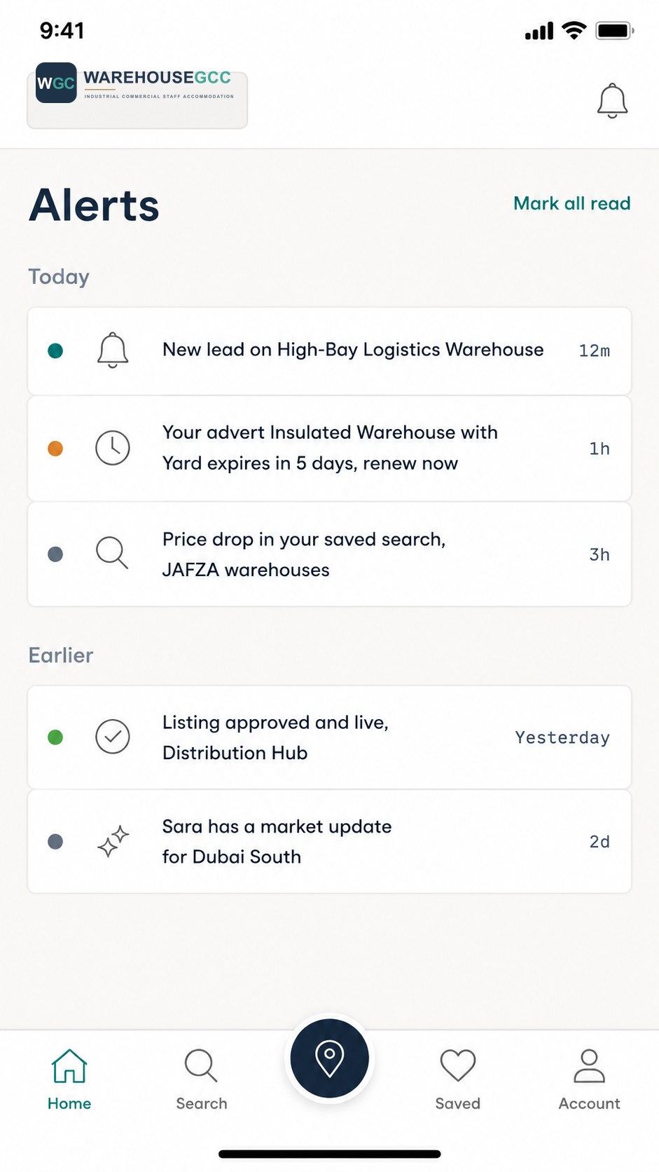 Alerts on the mobile app